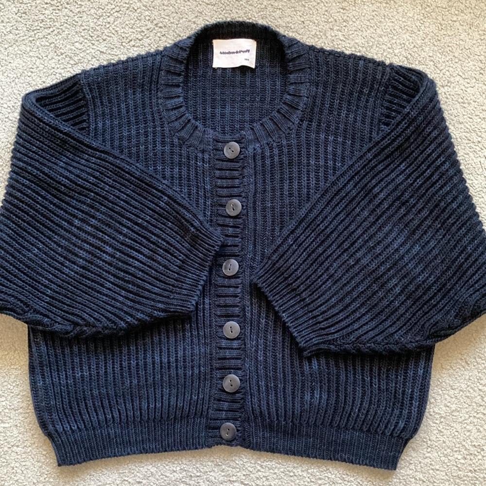 Misha & Puff Fisherman Cardigan in Pale Black (pima cotton), XS/S